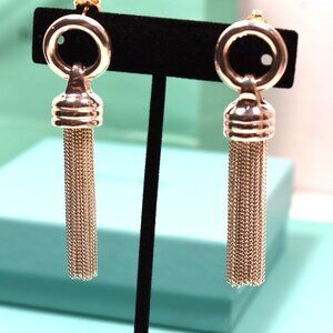 Tiffany & Co Tassel Earrings Silver 2" Dangle RARE Vintage 18K Backs & Posts Box